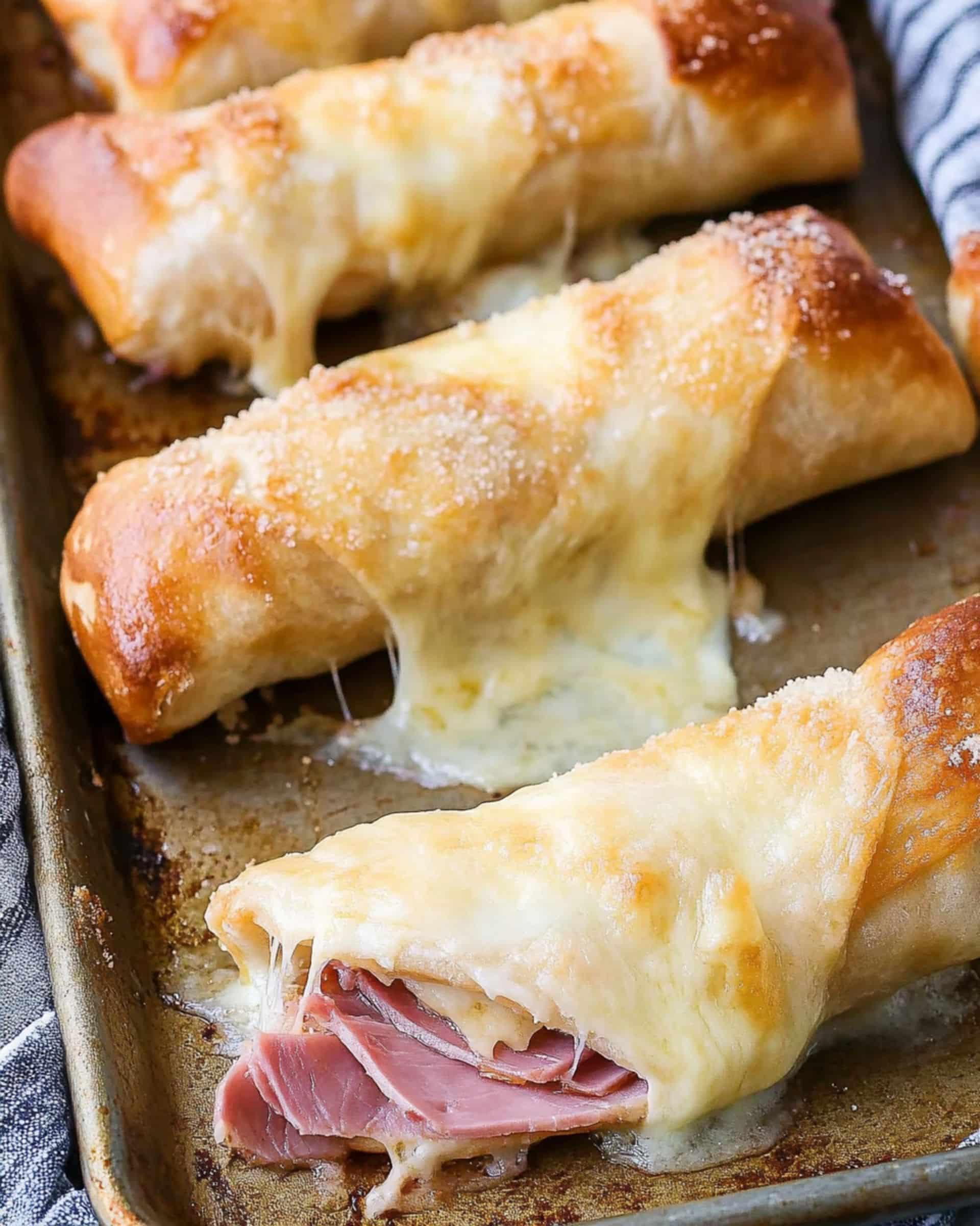 Baked Ham and Cheese Mozzarella Sticks recipe