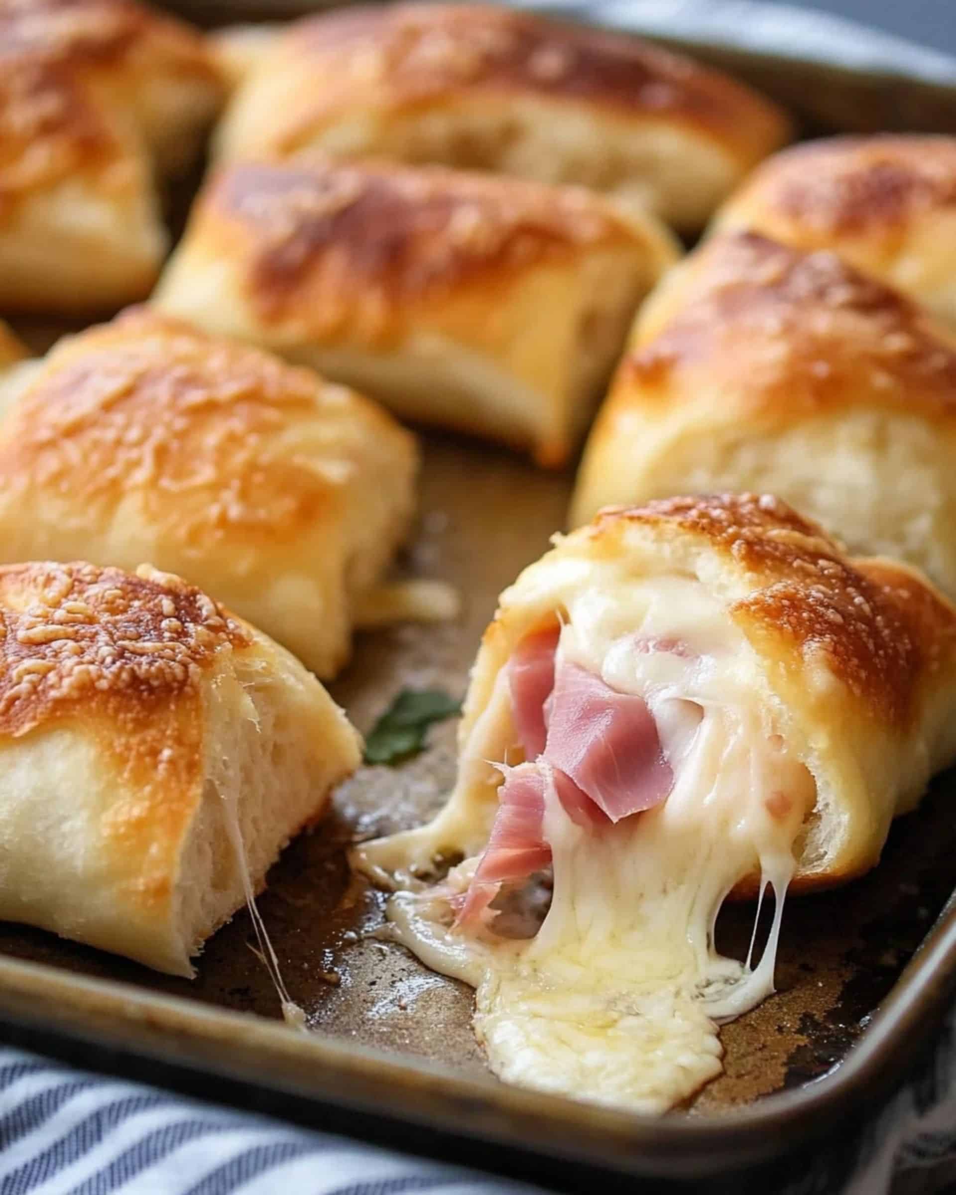 Baked Ham and Cheese Mozzarella Sticks recipe