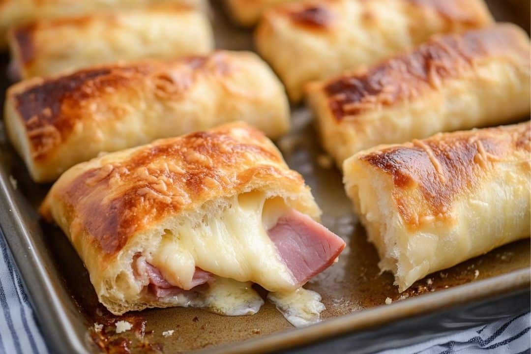 Baked Ham and Cheese Mozzarella Sticks recipe