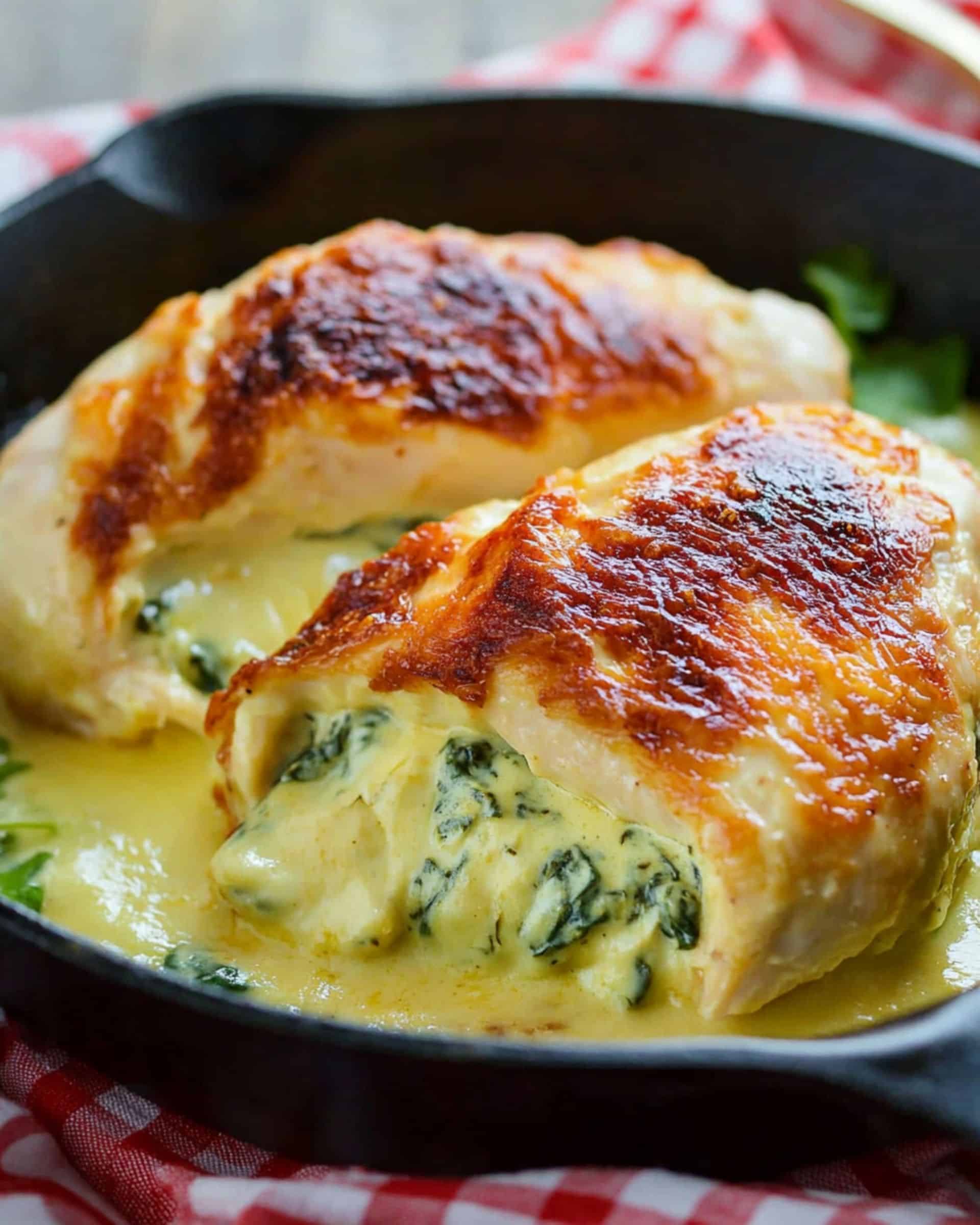 Cheesy Spinach Stuffed Chicken Breasts recipe