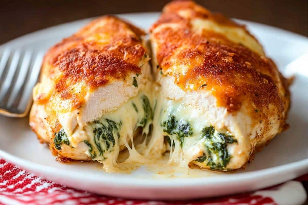 Cheesy Spinach Stuffed Chicken Breasts recipe