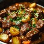 Slow Cooker Garlic Butter Beef Bites & Potatoes recipe