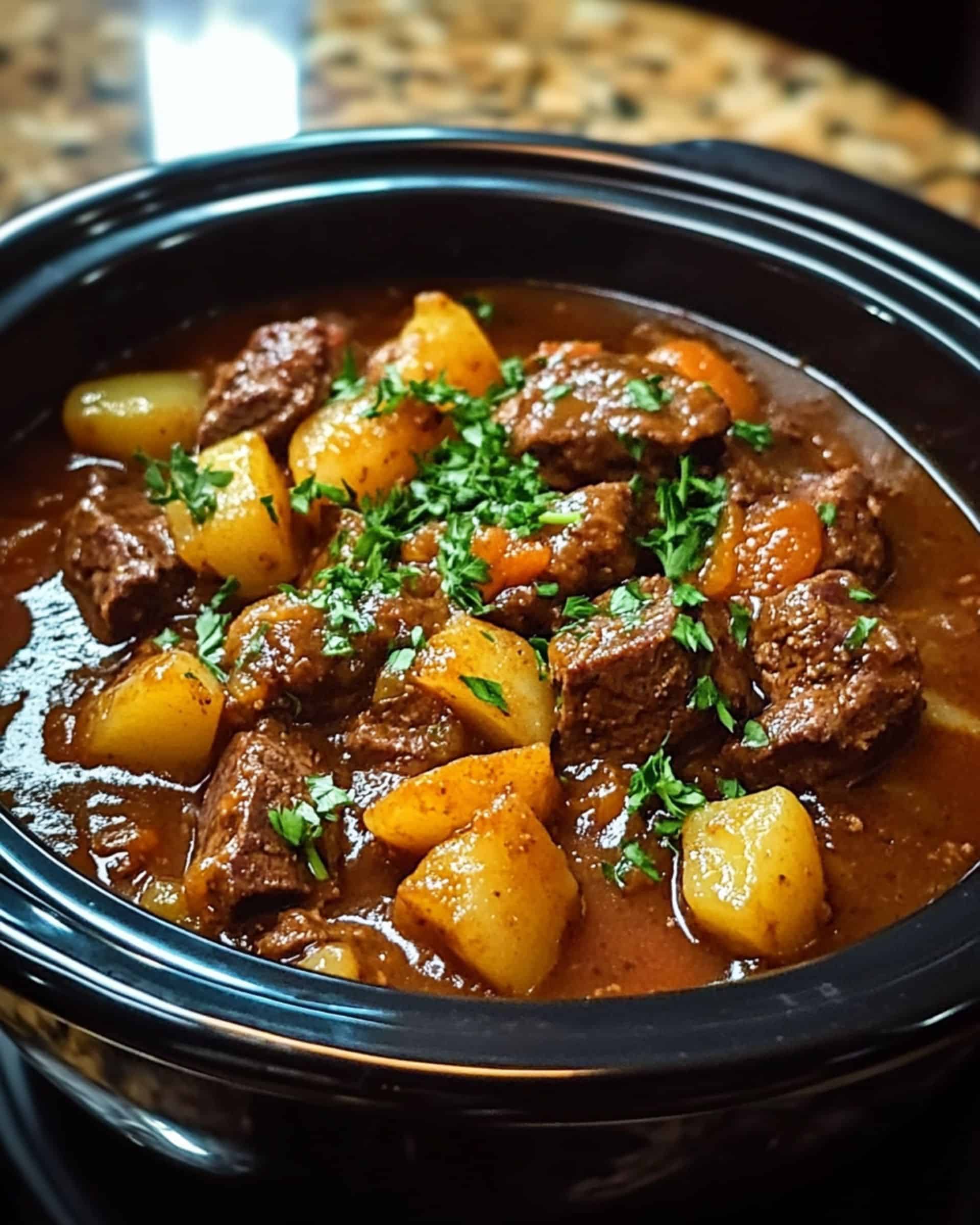 Slow Cooker Garlic Butter Beef Bites & Potatoes recipe