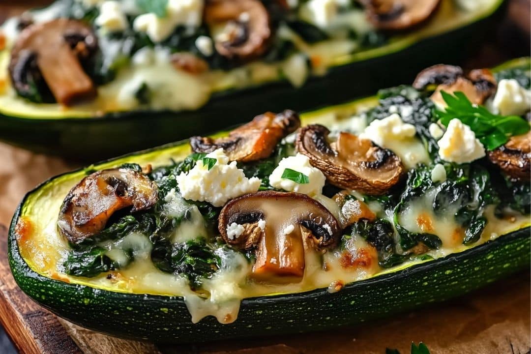 Spinach, Mushroom, and Ricotta Stuffed Zucchini Boats Recipe