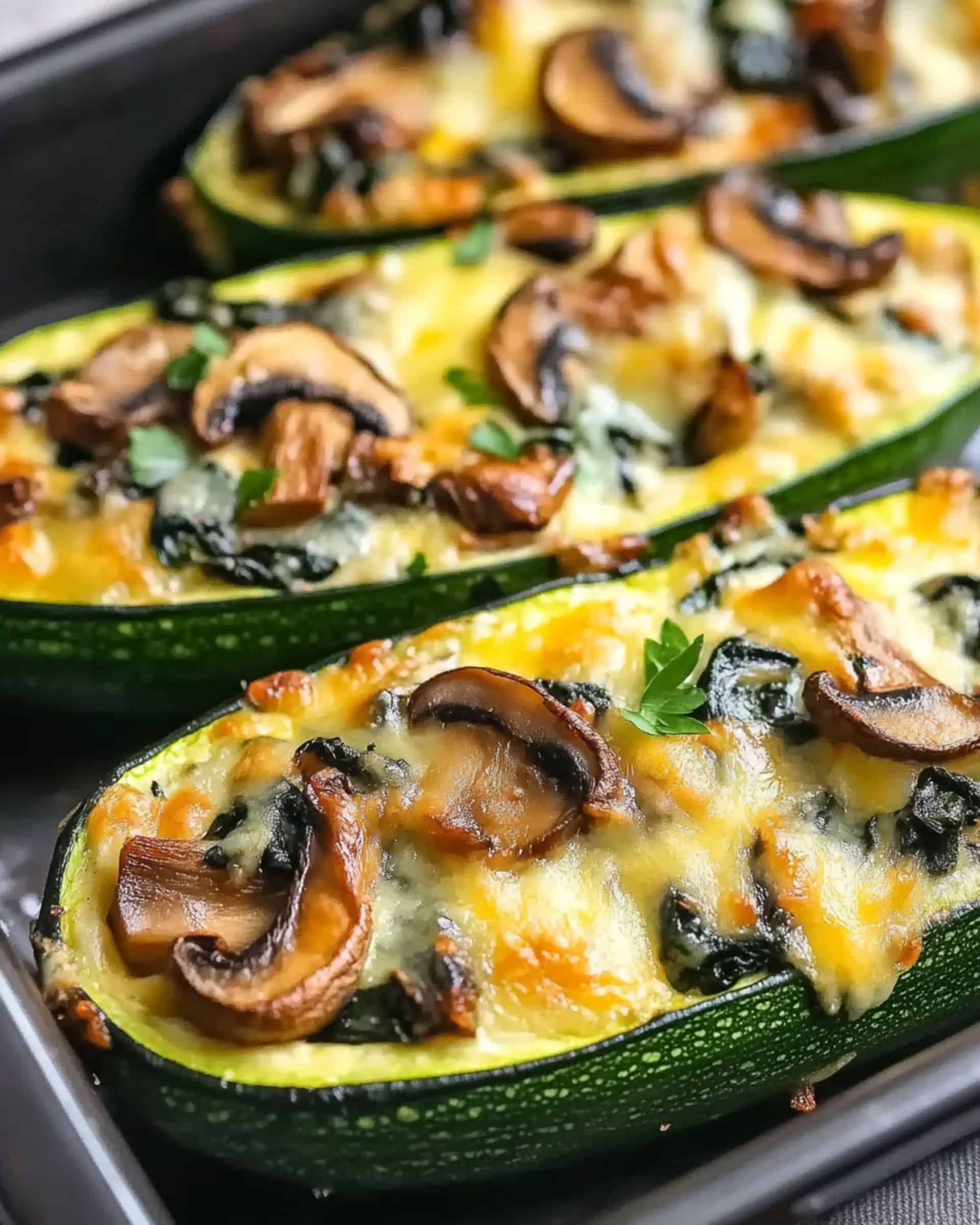 Spinach, Mushroom, and Ricotta Stuffed Zucchini Boats Recipe