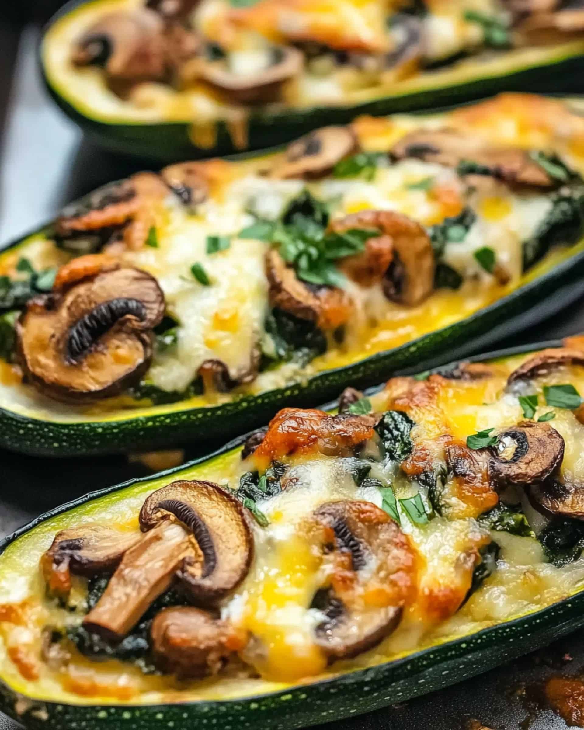 Spinach, Mushroom, and Ricotta Stuffed Zucchini Boats Recipe